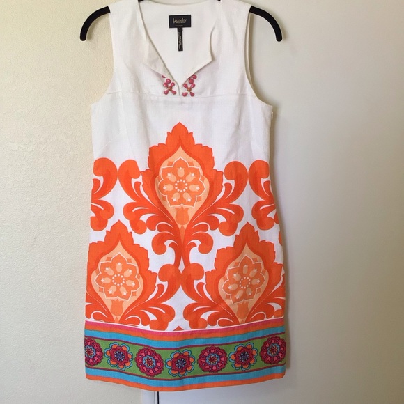 Designer Laundry by Shelli Segal Orange Floral Beaded Dress Sz 4 Garden Party - Picture 1 of 16